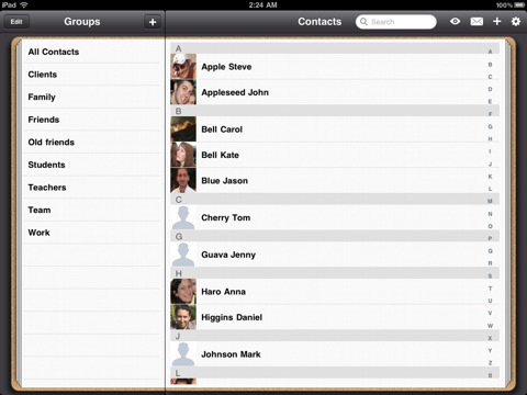 application ContactsP HD Ipad