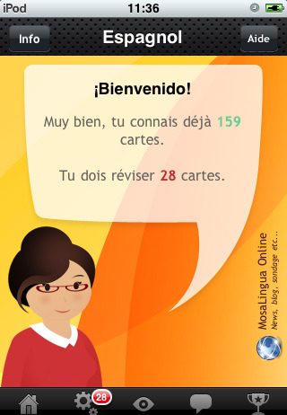 Application MosaLingua – Apprendre l’espagnol rapidement (Français -> Espagnol)