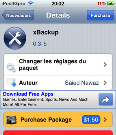 Cydia – xBackup : Un nouveau tweak pour vos sauvegardes