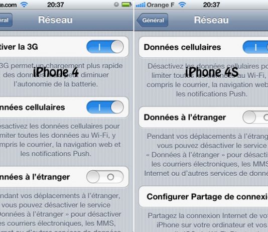 iPhone 4S ne propose plus l’accès à » Activer la 3G «