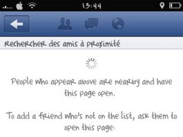 Facebook iOS : « Retrouver vos amis à proximité »