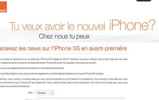 Le site Orange Suisse vous prévient des dernières nouvelles sur l’iPhone 5S