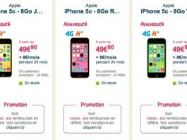 iPhone 5C 8Go disponible chez B&You et Bouygues Telecom