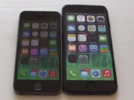 iPhone 6 présenté plus en détails à côté de l’iPhone 5S