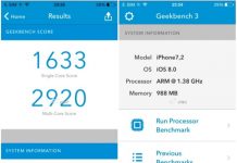 Les supposés Geekbench d’iPhone 6 avec un 1Go de RAM et un processeur A8 dual-core