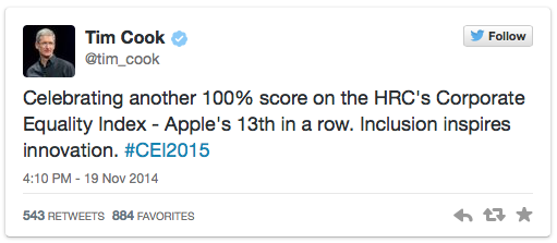 apple-remporte-un-score-parfait-de-lenquete-de-corporate-equality-index-pour-la-13eme-fois