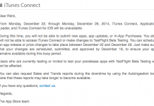 Apple en vacances pour Noël : iTunes Connect fermera ses portes