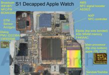 Mise à nue de la puce S1 de l’Apple Watch : 512 Mo de RAM, 8 Go de stockage