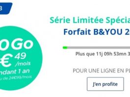 Bon plan : Forfait B&YOU 20 Go à seulement 7,49€/mois !