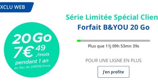 Bon plan : Forfait B&YOU 20 Go à seulement 7,49€/mois !