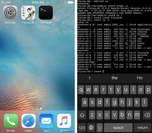 flying-jb-demonstration-video-du-jailbreak-ios-9-2-1