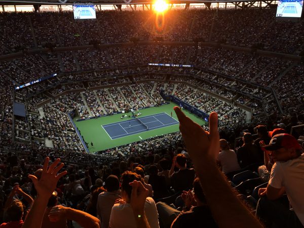 NEW YORK, NY - SEPTEMBER 11: The crowd erupts during the men's final action between Novak Djokovic and Stan Wawrinka during Day 14 of the 2016 US Open at the USTA Billie Jean King National Tennis Center on September 11, 2016 in Queens. (Landon Nordeman for ESPN)