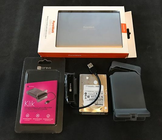 Présentation de la batterie 15000mAh Purewatt USB-C et du boîtier Klik sans vis + HDD 500Go