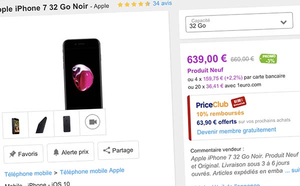 Bons Plans PriceMinister : iPhone 7 32Go Noir, iPhone 7 128Go Rouge, et plus