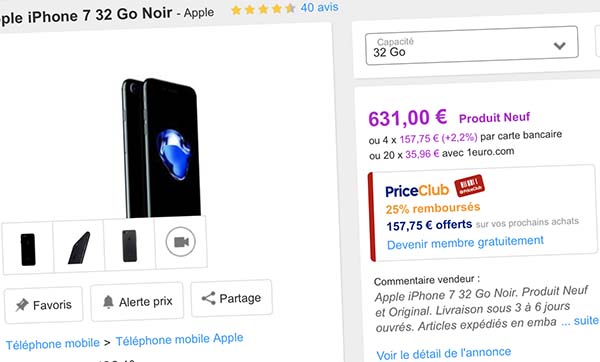 Bons Plans Priceminister : iPhone 7 (Plus) 32Go et iPhone 7 RED (Plus) 128Go + bons d'achat