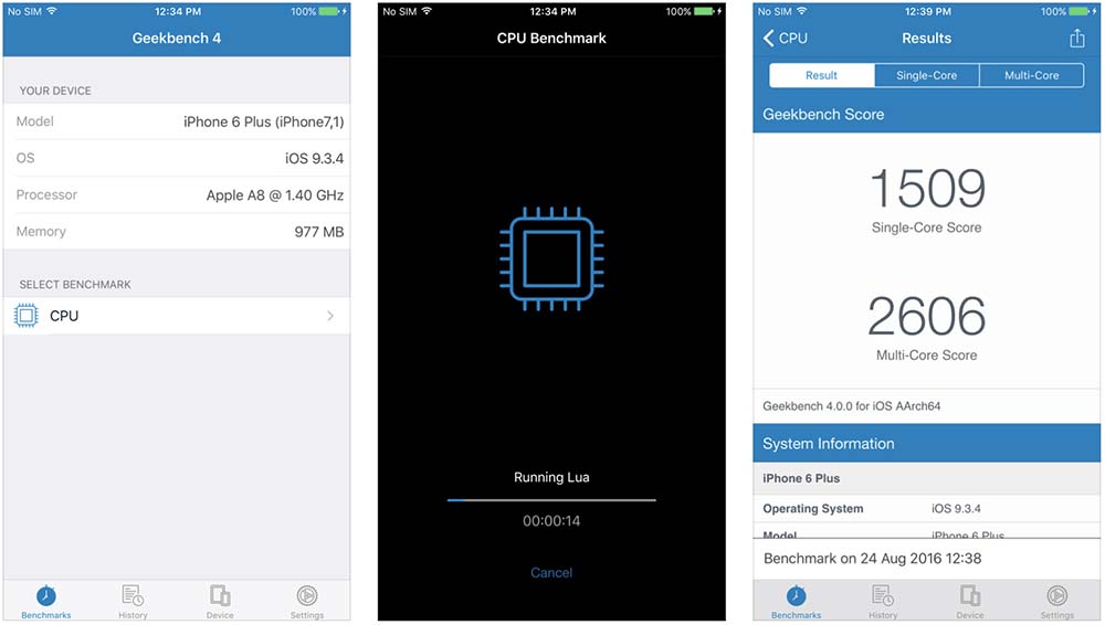 GeekBench 4 - Évaluer l’efficacité d'un dispositif iOS