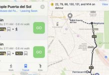 Apple Plans : les transports en commun débarquent à Madrid