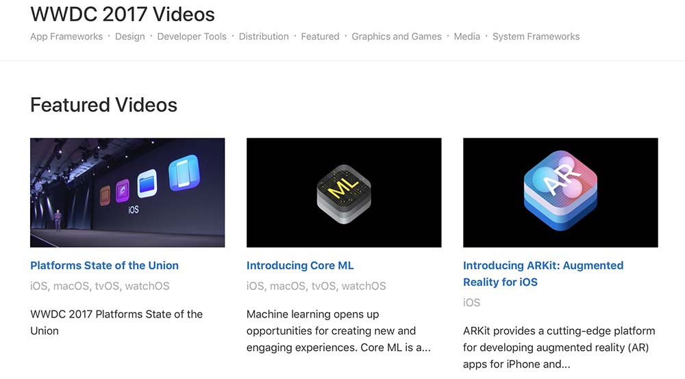 Apple publie les transcriptions de toutes les vidéos de la WWDC 2017