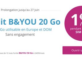 Bouygues prolonge une nouvelle fois son offre Spéciale B&You 20Go à 1.99€/mois Bouygues prolonge une nouvelle fois son offre Spéciale B&You 20Go à 1.99€/mois