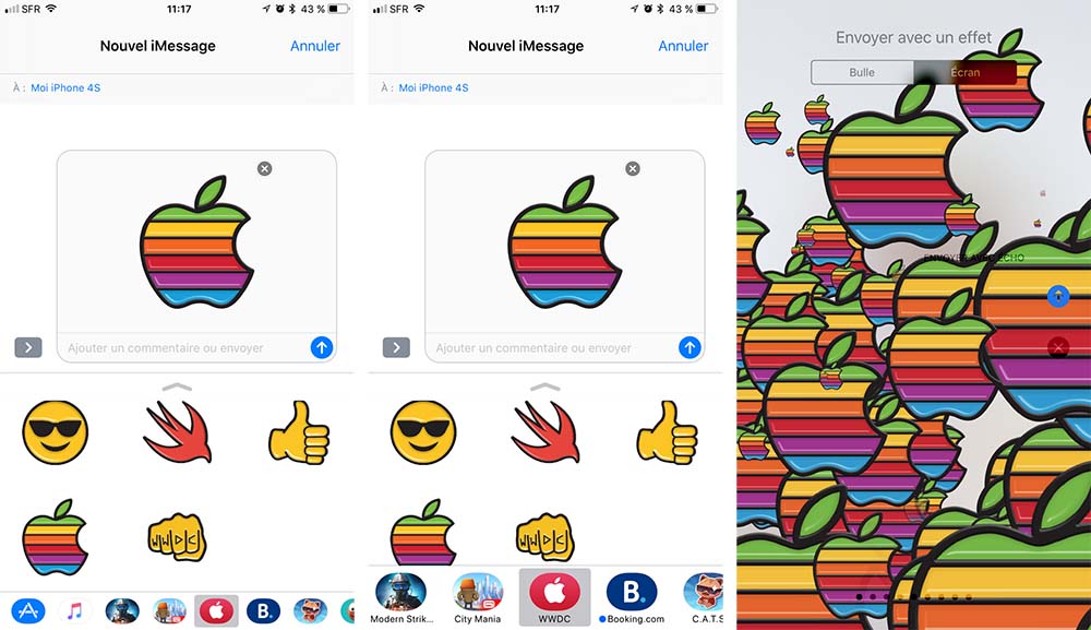 iOS 11 - iMessage : des nouvelles animations et un accès aux autocollants amélioré
