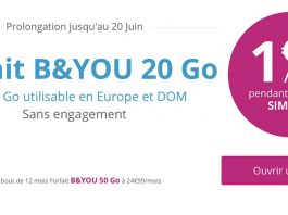 L’offre Série Spéciale B&You 20Go à 1.99€/mois est prolongée de 5 jours ! L'offre Série Spéciale B&You 20Go à 1.99€/mois est prolongée de 5 jours!
