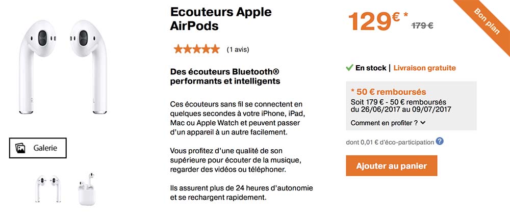 Promo Orange : les AirPods à seulement 129€ au lieu de 179€ !