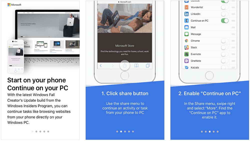 Microsoft permet de commencer une tâche sur iOS et de la poursuivre sur Windows 10