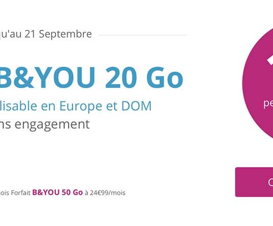 Promo : offre B&You de 20 Go à seulement 1,99€ par mois