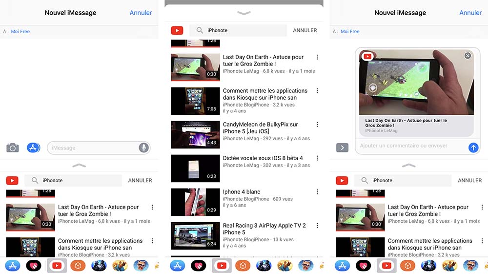 YouTube ajoute un bouton de partage directement dans iMessage