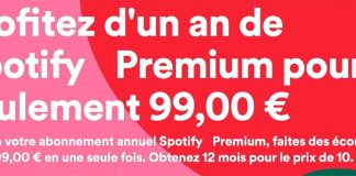 Spotify offre un abonnement annuel premium pour 99 €