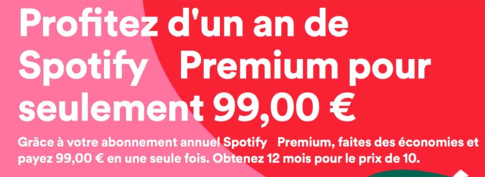 Spotify offre un abonnement annuel premium pour 99 €