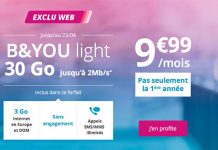 Bouygues : la Série spéciale B&YOU light 30Go est de retour !