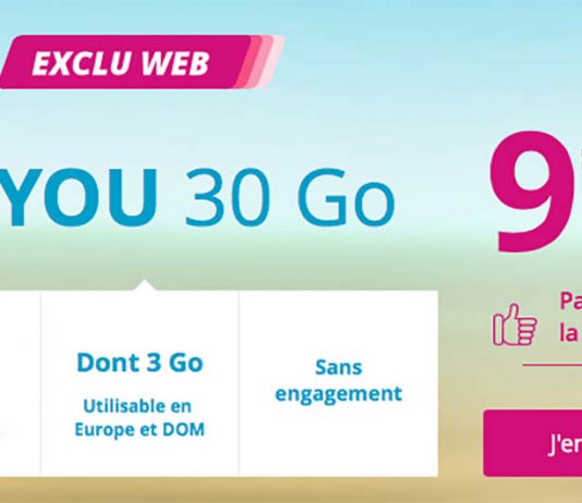 🔥Nouvelle prolongation du forfait B&YOU 30Go à 9,99 €/mois à vie !