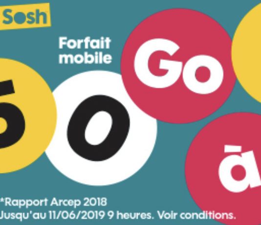 🔥Promo : Sosh prolonge son offre de 50 Go à 9,99€/mois au lieu de 24,99€