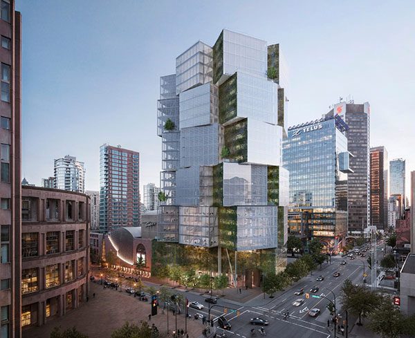 Bureaux Apple dans une tour futuriste à Vancouver