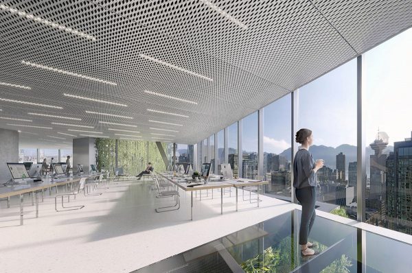 Bureaux Apple dans une tour futuriste à Vancouver