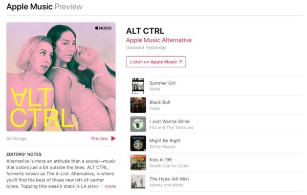 ALT CTRL : playlist Apple Music