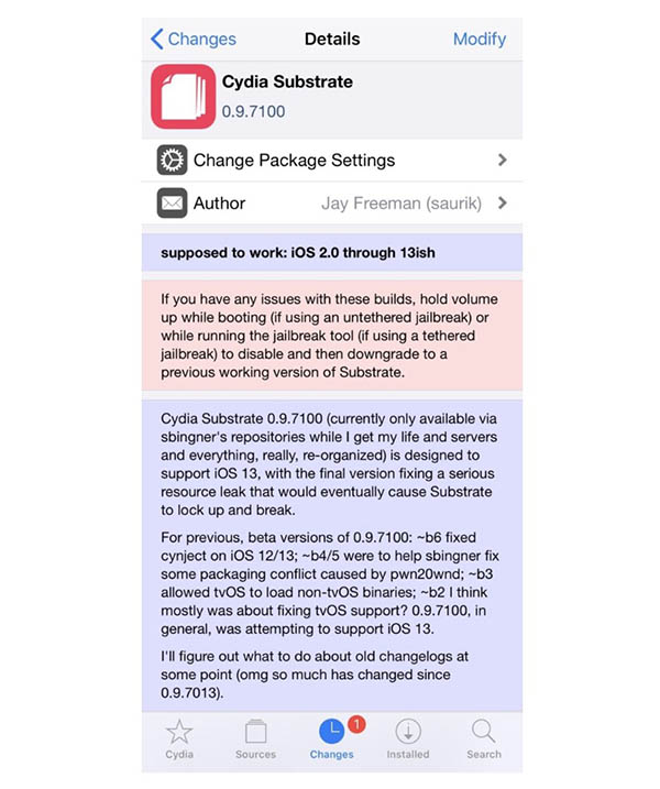 Cydia Substrate pour iOS 13