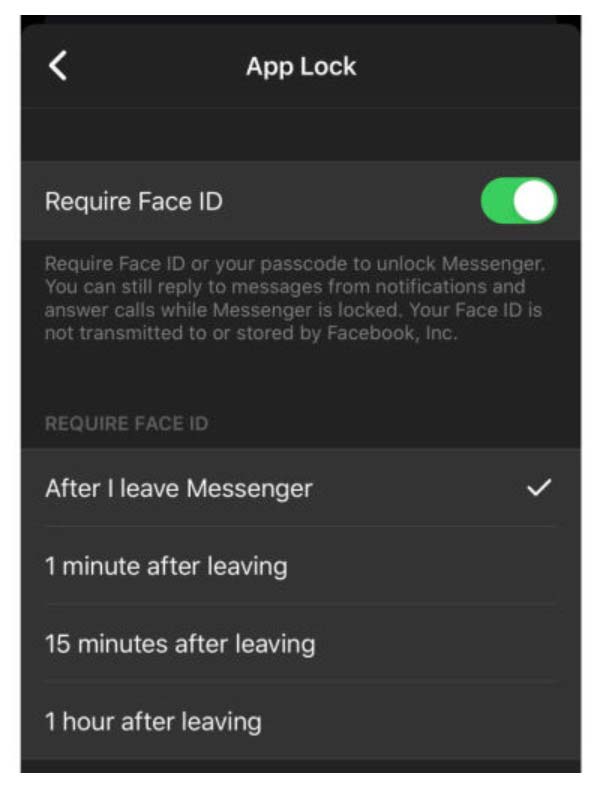 Facebook Messenger Face ID