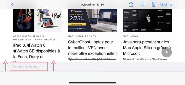 iOS 14 - ajout légende aux photos