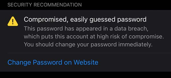 iOS 14 - alerte trousseau iCloud