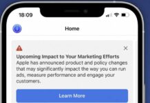 Avertissement Facebook Ios 14