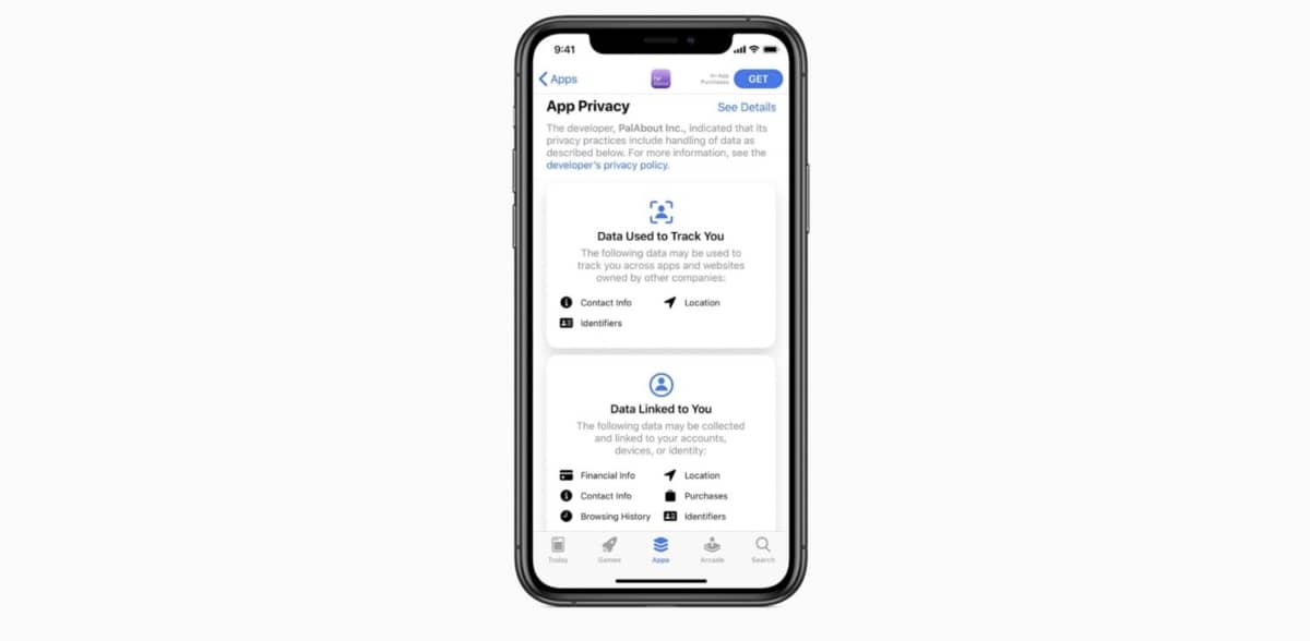App Store Etiquettes Confidentialite
