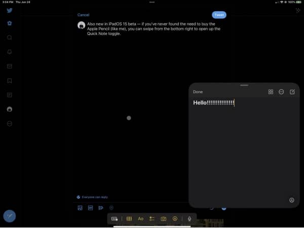 note rapide ipados 15