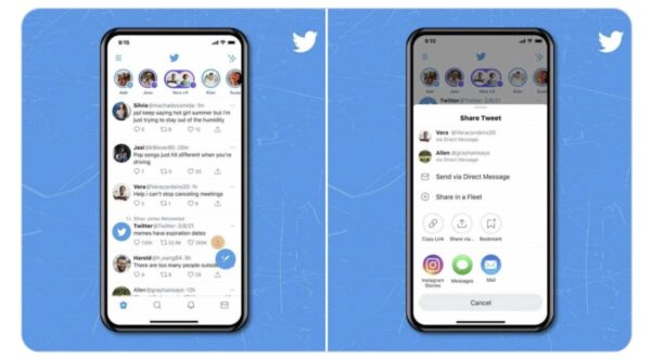 twitter ios partage instagram stories
