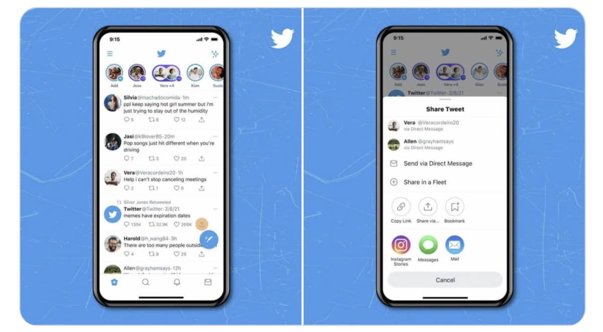twitter ios partage instagram stories