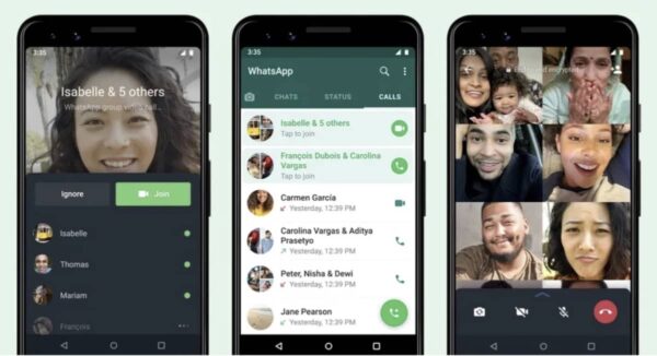 WhatsApp, appel de groupe