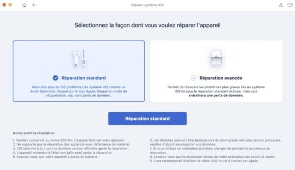 Tenorshare ReiBoot, iPhone bloqué écran noir