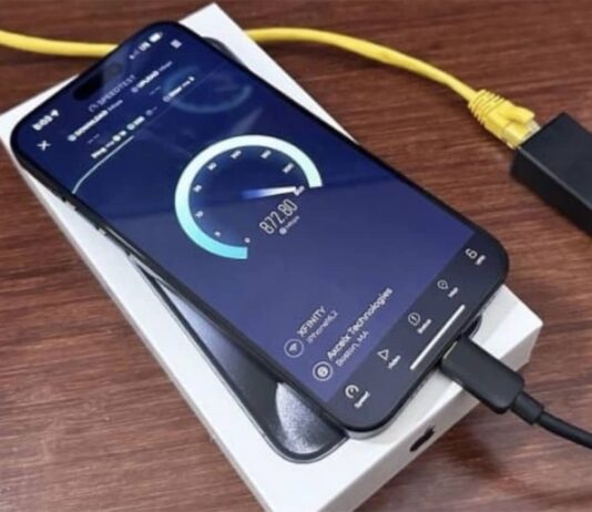 Les iPhone 15 prennent également en charge les adaptateurs USB-C vers Ethernet pour des vitesses Internet plus rapides adaptateur usb c iphone 15 2