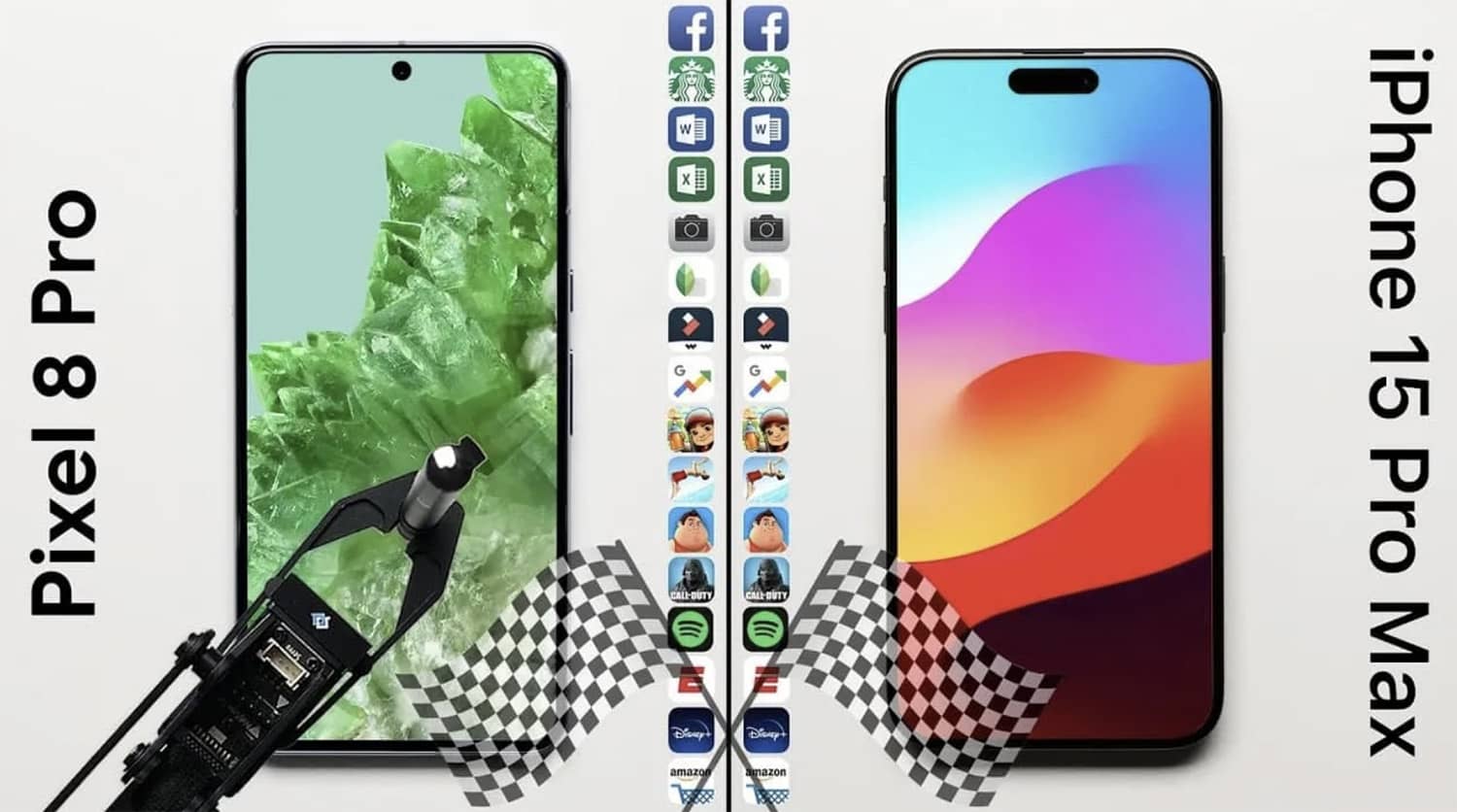test de vitesse iphone 15 pro max google pixel 8 pro